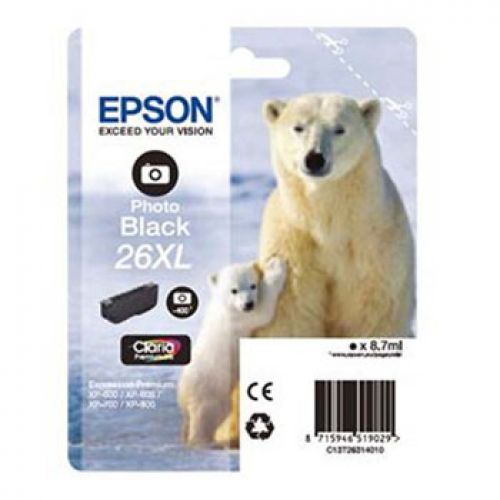 Tinteiro Epson XP600/XP700 Claria Premium nº26XL Preto Photo , Epson , EPST26314010 , 8715946625669